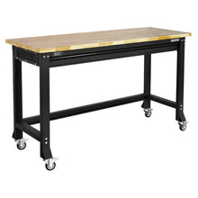 Heavy-Duty Steel Mobile Workbench with Wooden Worktop 1524mm