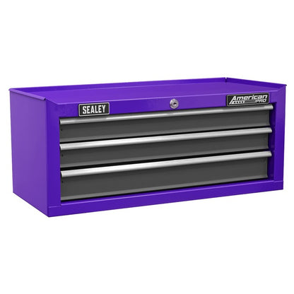 Sealey American PRO® Mid-Box Tool Chest 3 Drawer - Purple/Grey