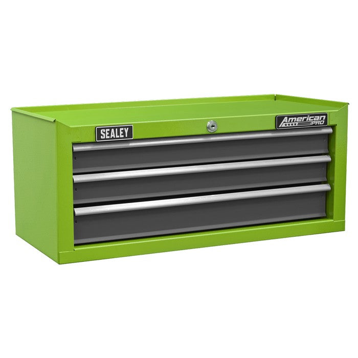 Sealey American PRO® Mid-Box Tool Chest 3 Drawer - Green/Grey