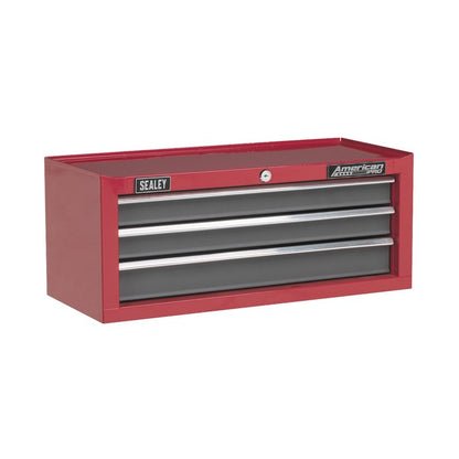 Sealey American PRO® Mid-Box Tool Chest 3 Drawer - Red/Grey