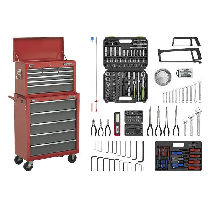 Topchest & Rollcab Combo 14 Drawer-Red/Grey & 281pc Tool Kit
