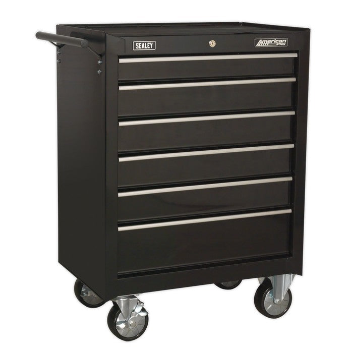 Rollcab 6 Drawer with Ball-Bearing Slides - Black