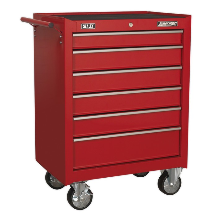 Rollcab 6 Drawer with Ball-Bearing Slides - Red