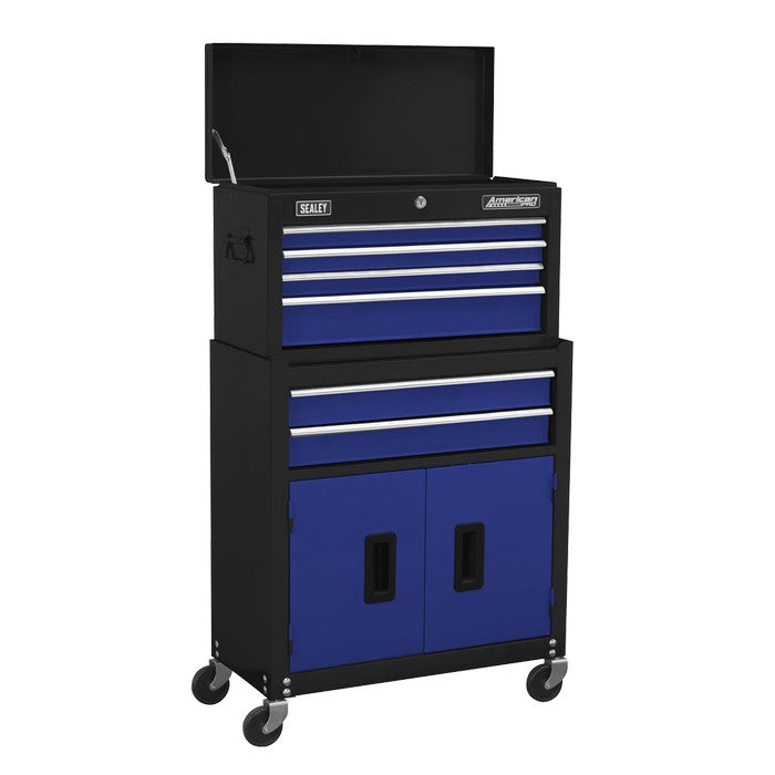 Sealey American PRO® Topchest & Rollcab Combination 6 Drawer - Blue