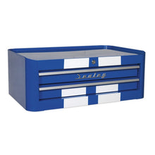 Premier™ Retro Style Mid-Box Tool Chest 2 Drawer - Blue with White Stripes