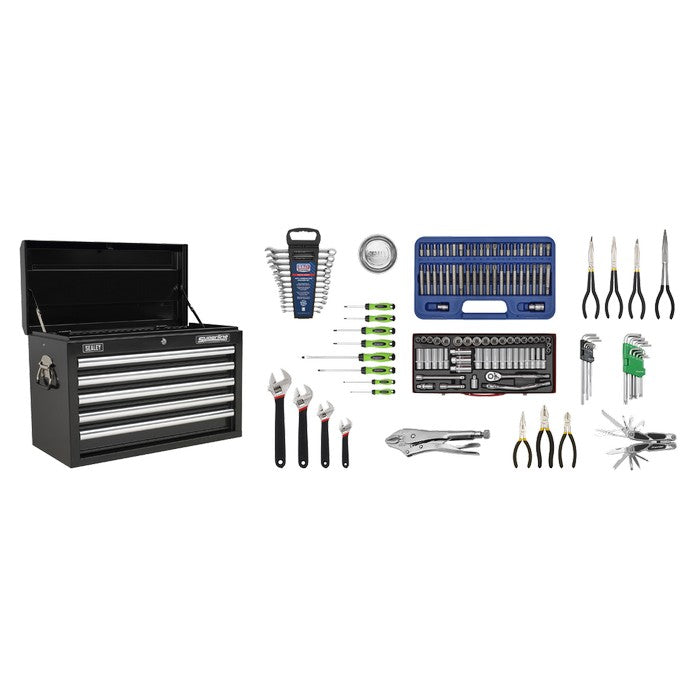 Topchest 5 Drawer - Black & 139pc Tool Kit