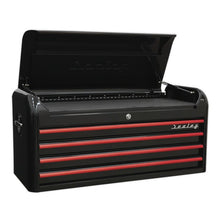 Sealey Topchest 4 Drawer Retro Style-Black//Red Anodised Draw Pulls