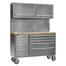 Sealey Mobile Ss Tool Cabinet 10 Drawer + Backboard & 2 Cupboards