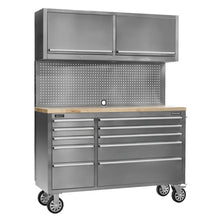 Mobile SS Tool Cabinet 10 Drawer + Backboard & 2 Cupboards