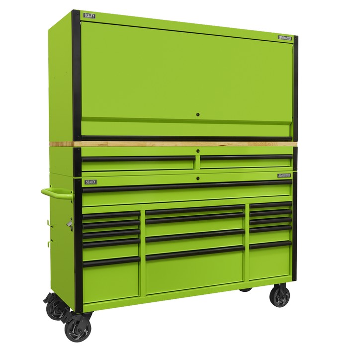 15 Drawer 1549mm Mobile Trolley Wood Top Hutch/Drawer Riser