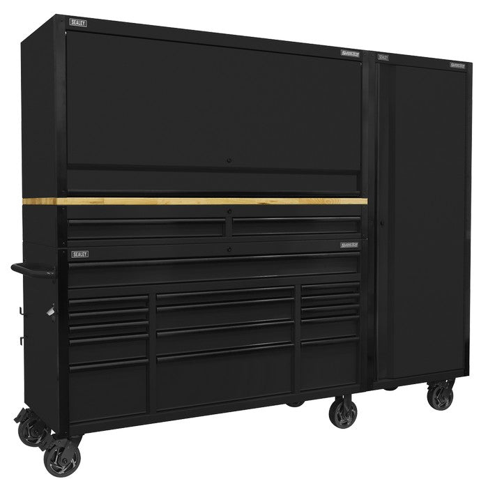 Mobile Trolley with Wooden Worktop, Hutch, Riser & Locker
