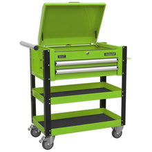 HD Mobile Tool & Parts Trolley 2 Drawer-Locking Top - Green