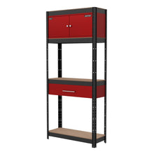 Shelving Unit 4-Tier with Cupboard & Drawer