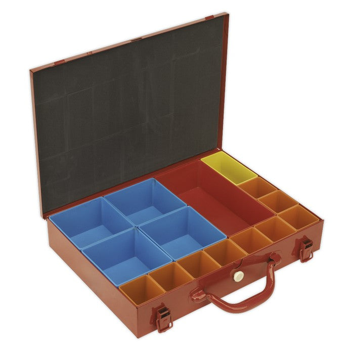 Metal Case with 15 Storage Bins