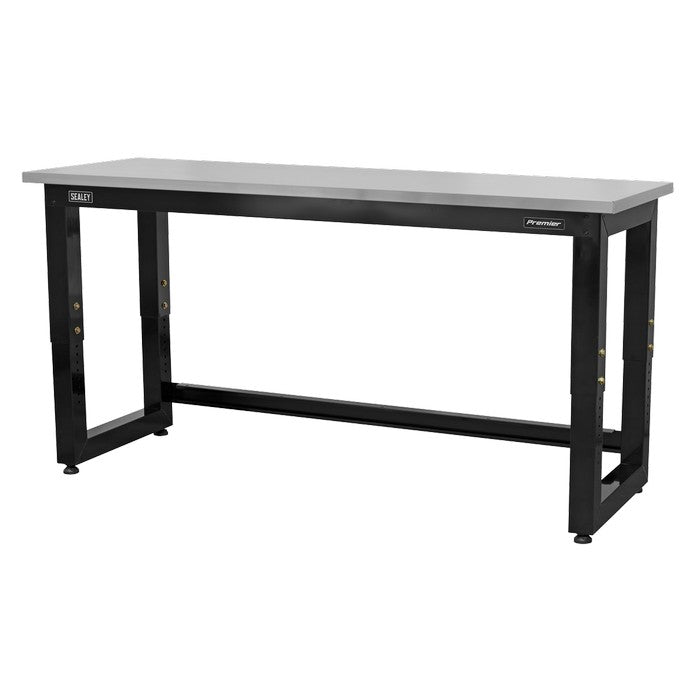 Steel Adj. Workbench with S/Steel Worktop 1830mm Heavy-Duty