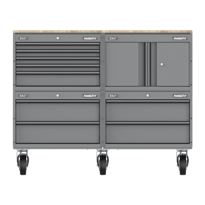 Superline PRO® Storage System with Rubber Wood Worktop 1.36m