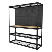 Heavy-Duty Modular Workbench with Racking & Pegboard 300kg Capacity Per Level