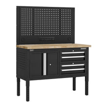 Modular Workbench, 4 Drawers & Cupboard, Wooden Worktop