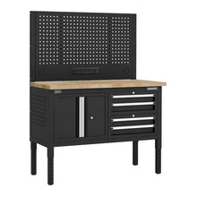 Modular Workbench, 4 Drawers & Cupboard, Wooden Worktop