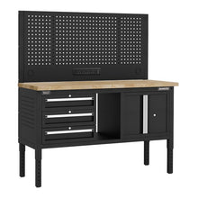 Modular Workbench with 3 Drawers & Cupboard Wooden Worktop