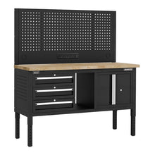 Modular Workbench with 3 Drawers & Cupboard Wooden Worktop