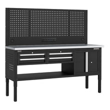 Modular Workbench, 4 Drawers & Cupboard Stainless Steel Top