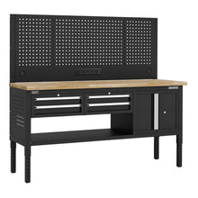 Modular Workbench with 4 Drawers & Cupboard Wooden Worktop