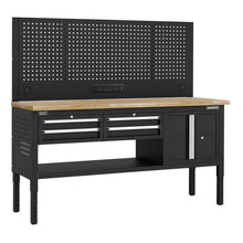 Modular Workbench with 4 Drawers & Cupboard Wooden Worktop