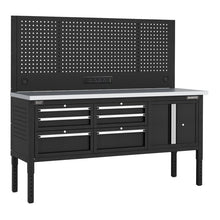 Modular Workbench, 6 Drawers & Cupboard Stainless Steel Top