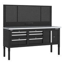 Modular Workbench, 6 Drawers & Cupboard Stainless Steel Top