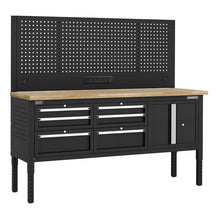 Modular Workbench with 6 Drawers & Cupboard Wooden Worktop