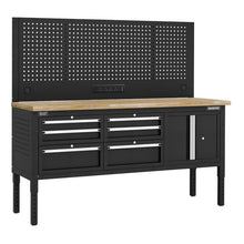 Modular Workbench with 6 Drawers & Cupboard Wooden Worktop