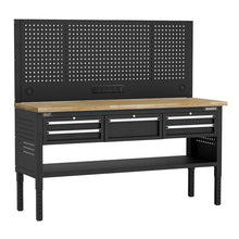 Superline PRO® Modular Workbench with 5 Drawers, Wooden Top
