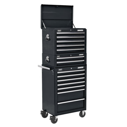 Sealey Topchest, Mid-Box & Rollcab Combination 14 Drawer - Black