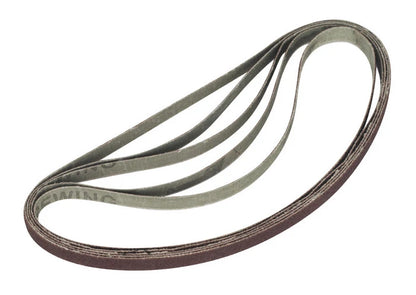 Pack of 10 sanding belts available in various styles and sizes.