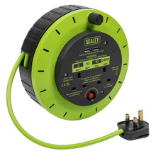 10m Cassette Type Cable Reel with Thermal Trip 2 x 230V & 2 x USB - Hi-Vis Green