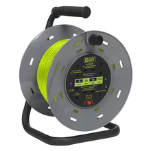 25m Cable Reel with Thermal Trip 4 x 230V - Hi-Vis Green