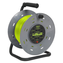 50m Cable Reel with Thermal Trip 4 x 230V - Hi-Vis Green