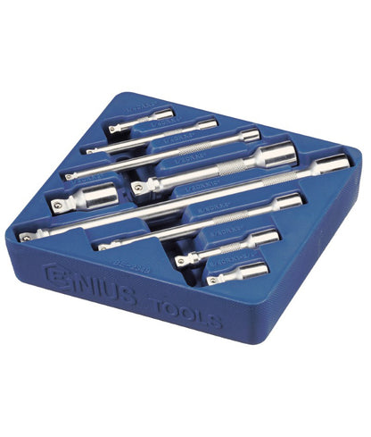 Genius Tools 1/4", 3/8" & 1/2" Drive 9 Piece Wobble Extension Bar Set