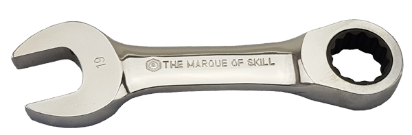 Britool Hallmark 12pc Stubby Ratcheting Spanner Set 8–19mm in Tool Control.