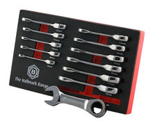 Britool Ratchet Spanner Wrench Set, Stubby Design 12 Pieces 8-19mm
