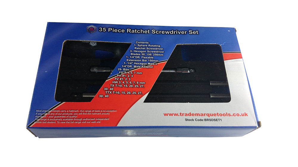 Ratchet Screwdriver Set 35 Pieces - Britool Hallmark
