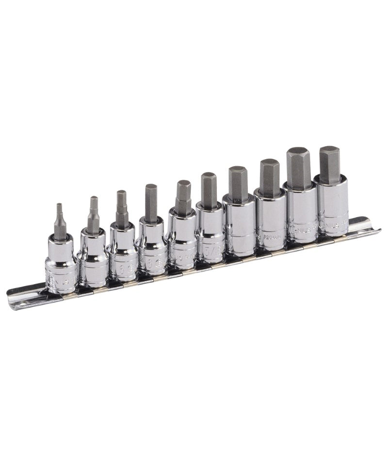 Genius Tools BS-310HM 10pc 3/8"SD Metric Hex Bit Socket Set 3-10mm
