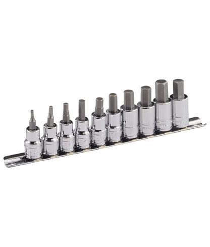 Genius Tools BS-310HM 10pc 3/8"SD Metric Hex Bit Socket Set 3-10mm