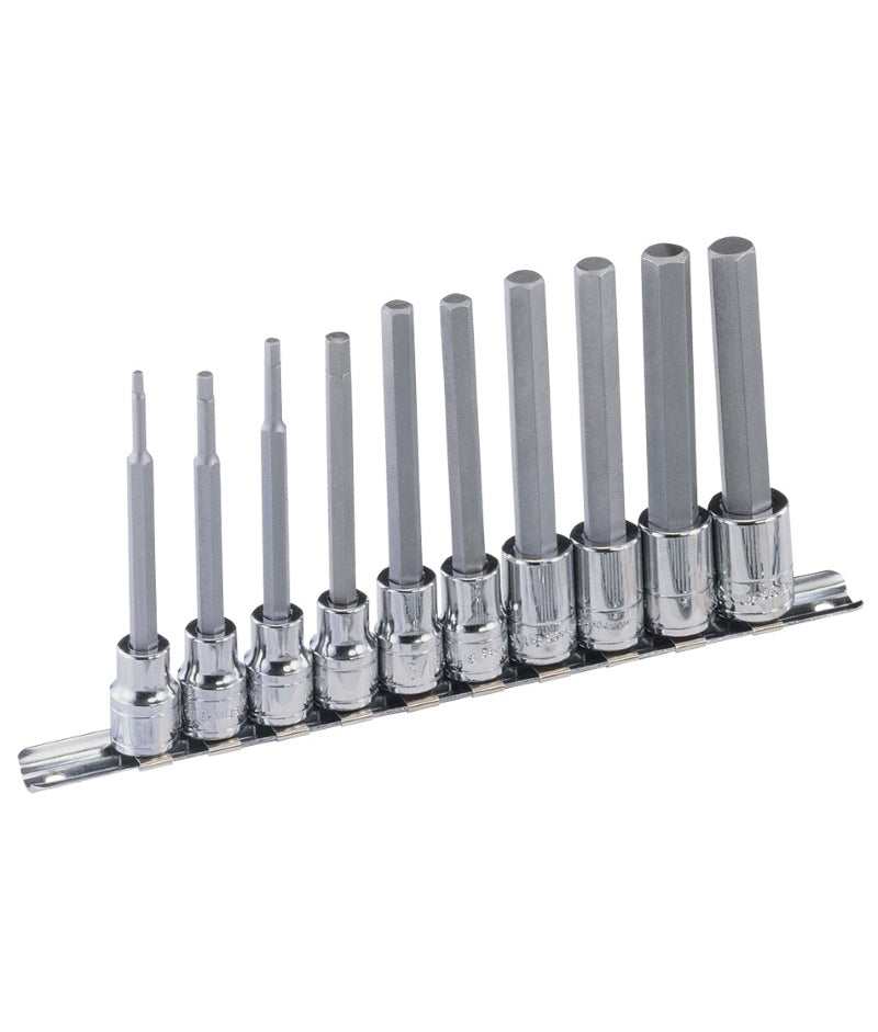 Genius Tools BS-310HML 10pc 3/8"SD Metric Long Hex Bit Socket Set 3-10mm
