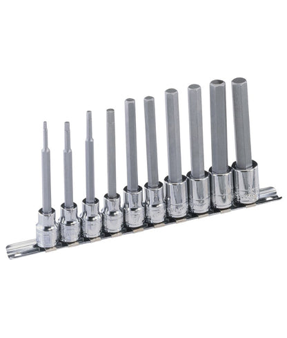 Genius Tools BS-310HML 10pc 3/8"SD Metric Long Hex Bit Socket Set 3-10mm