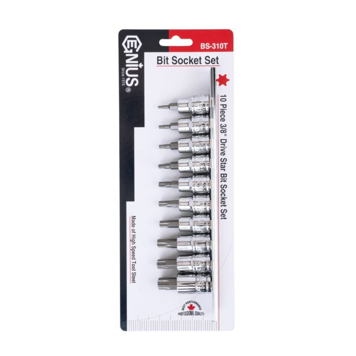 Genius Tools BS-310T 10pc 3/8"SD Torx Star Bit Socket Set