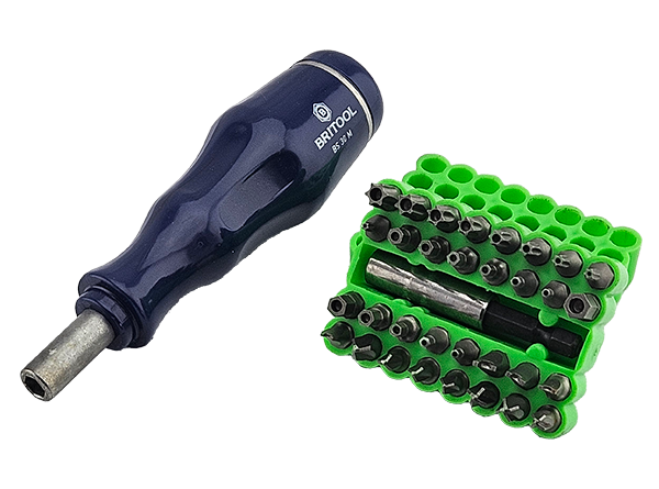 Britool 30mm Screwdriver Bit Driver + 33pc Bit Set