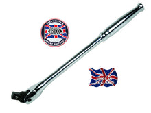 A high polished chrome finish 3/8 inch drive power bar tool with the Britool England brand logo.
