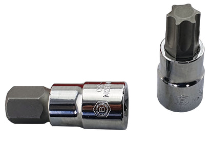 Example of Britool Hallmark 3/8" drive torx and hexagon bit sockets from the M2BTHXSET27 set.